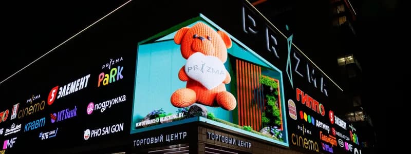 Робот, пришелец и динозавр. На фасаде ТРЦ Prizma запустили вечерние 3D-показы